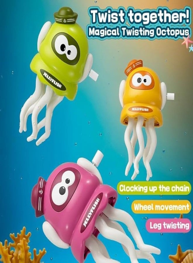 Munmoll Wind Up Key Operated Dancing Octopus Toys for Kids Jelly Fish Toys for Babies Crazy 5-Leg Action Crawling Moving Toys for Babies Educational Toy for Toddlers Infant Boy Girl for Kids Pack of 1 - Image 2